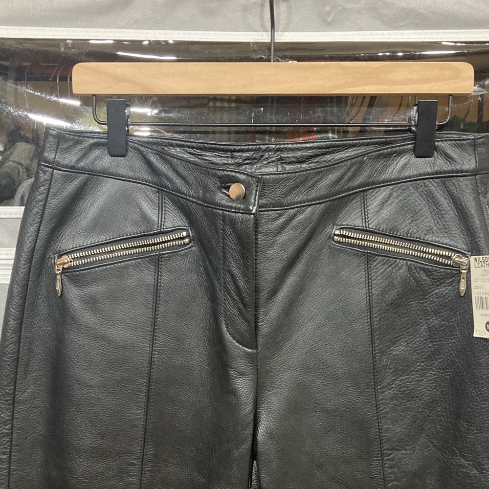 WILSON LEATHER Black Maxima Genuine Leather Moto Biker Pants Fully Lined Sz 10 - Picture 7 of 16